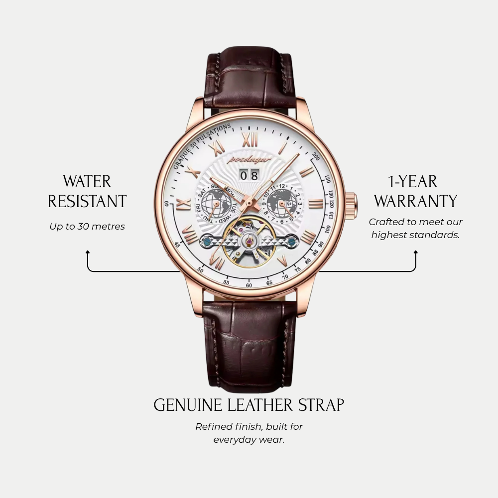 Orologio da uomo Regent Aurelius Breckmont con cinturino in vera pelle, vista completa