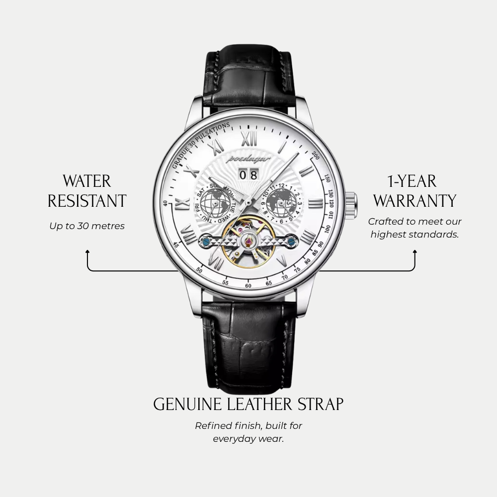 Orologio da uomo Regent Albus Breckmont con cinturino in vera pelle, vista completa