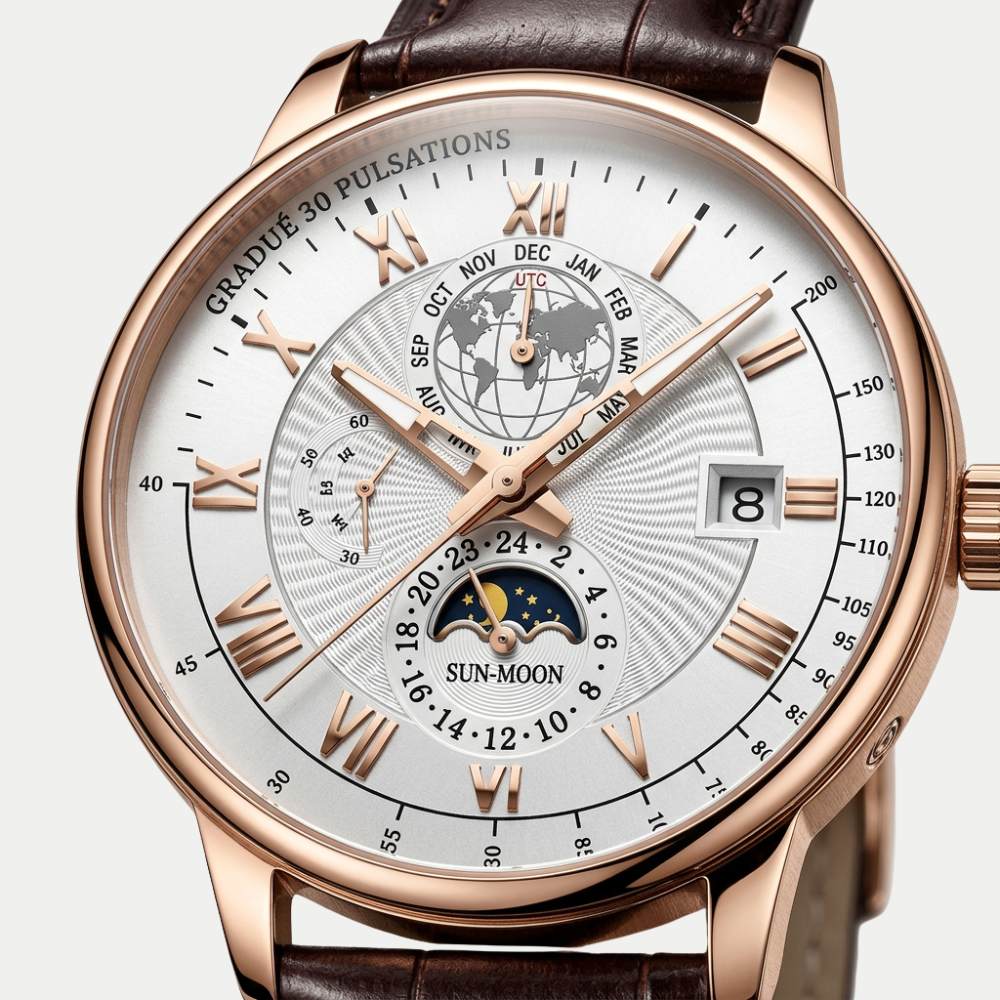 Orologio Bristol Oro con cinturino in pelle stampa cocco marrone
