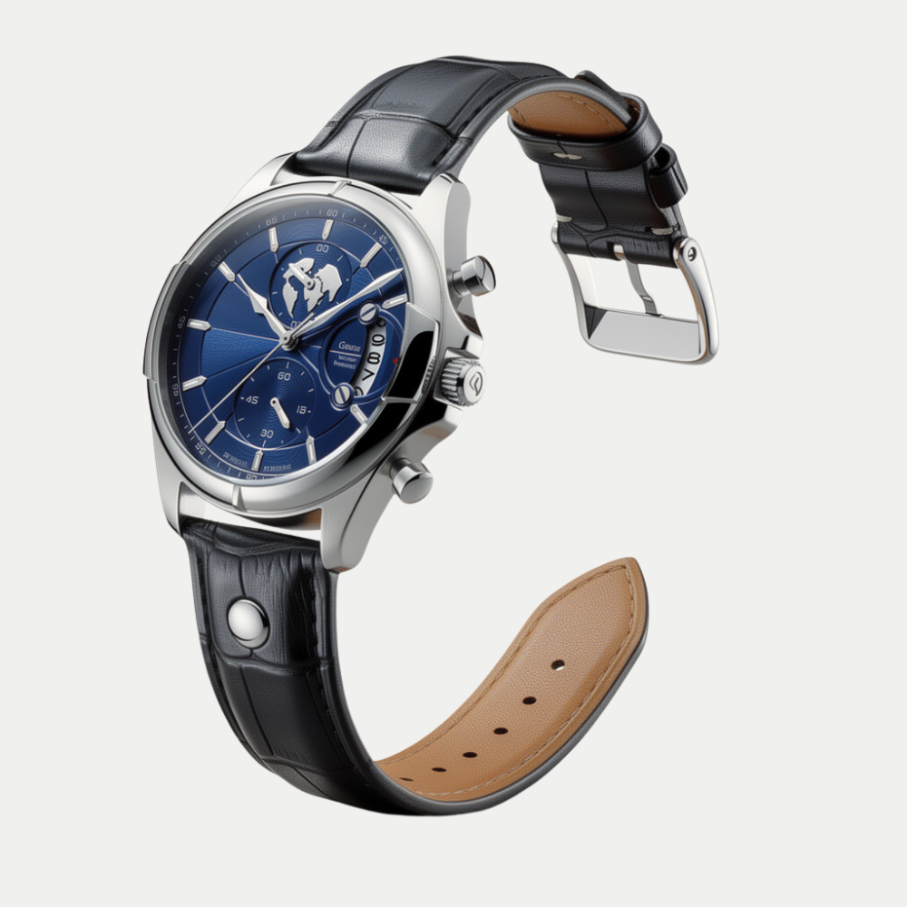 Meridian Acciaio Atlantico Breckmont con cinturino in vera pelle