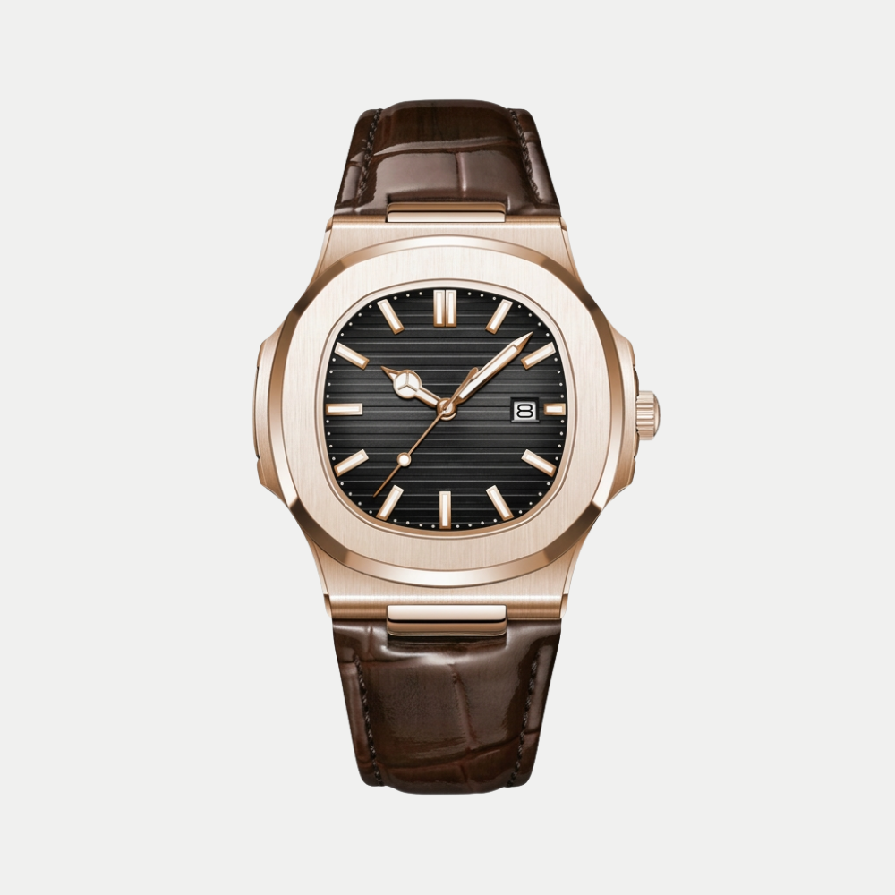 Orologio da uomo Halden Oro Rosa Onice Breckmont con quadrante nero onice