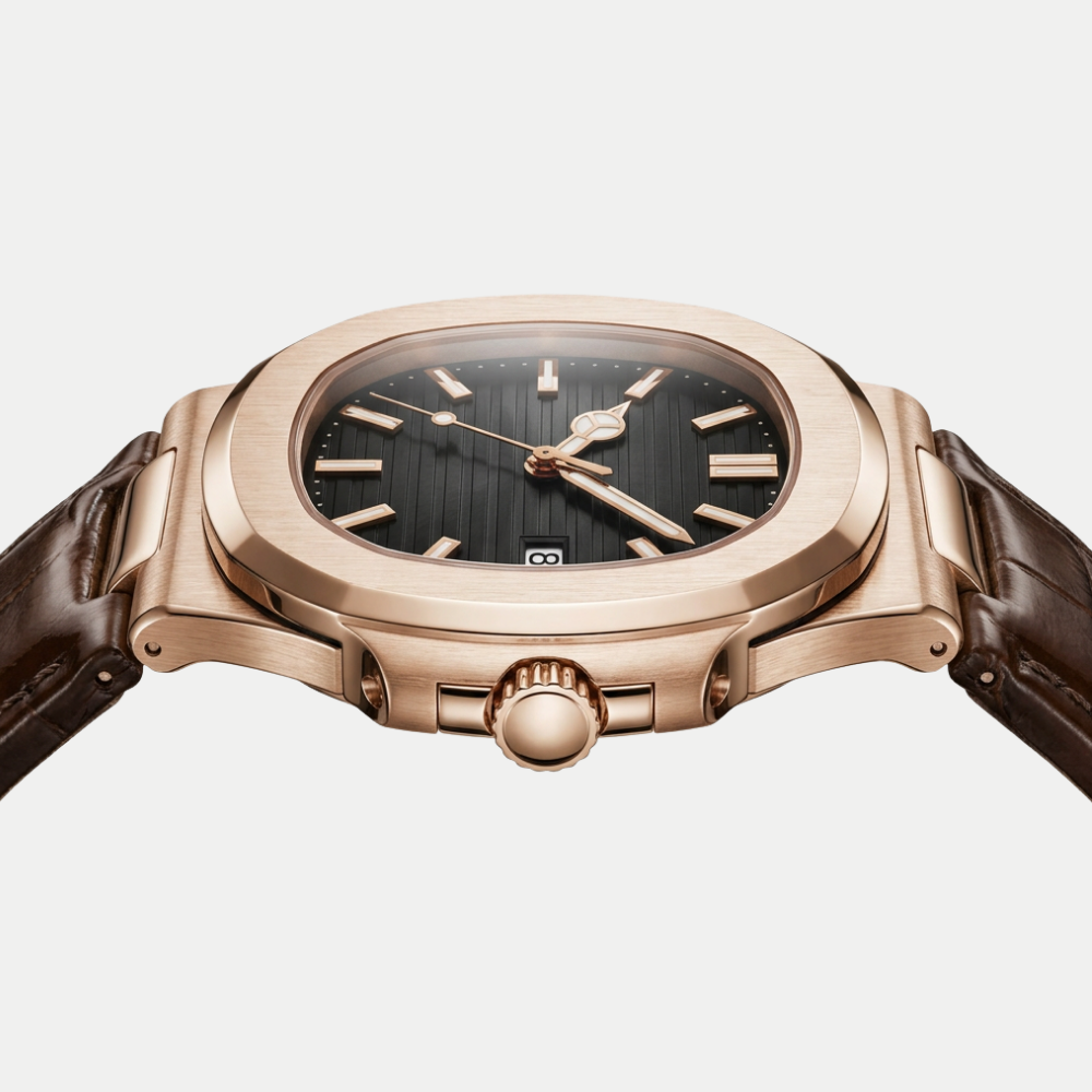 Halden Oro Rosa Onice Breckmont con cinturino in vera pelle