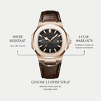 Orologio da uomo Halden Oro Rosa Onice Breckmont, vista laterale