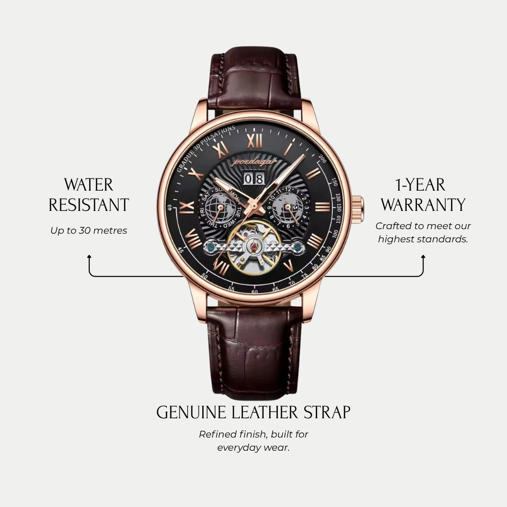 Orologio da uomo Regent Noctis Breckmont con cinturino in vera pelle, vista completa