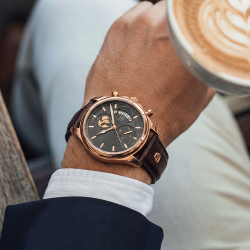 Orologio Meridian Oro Rosa Notturno Breckmont, vista laterale