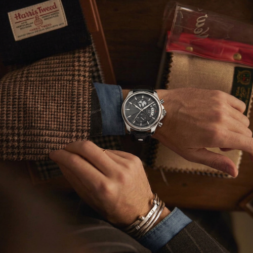 Orologio Meridian Acciaio Ossidiana Breckmont, vista laterale