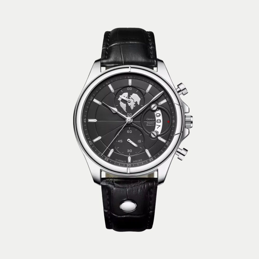 Orologio da uomo Meridian Acciaio Ossidiana Breckmont con quadrante nero