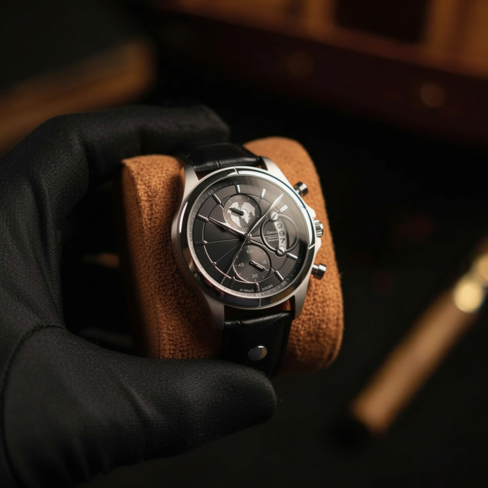 Orologio da uomo Meridian Acciaio Ossidiana Breckmont, vista completa